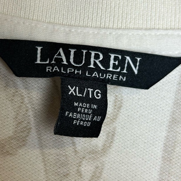 Lauren Ralph Lauren Top Black Label Size Xl Chain Print Polo Short Sleeve Stretc - Picture 5 of 13